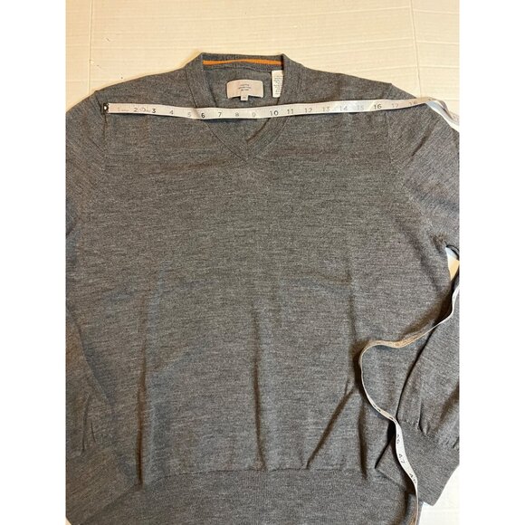 Jack Spade Mens 100% wool V-Neck Sweater XL Gray finely ribbed detail preppy - Picture 6 of 9